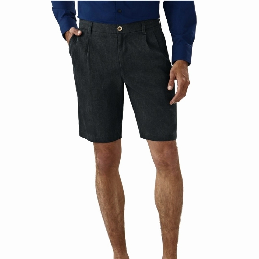 Tommy Bahama‎ 100% Silk Pleated Black Shorts Men's Size 38